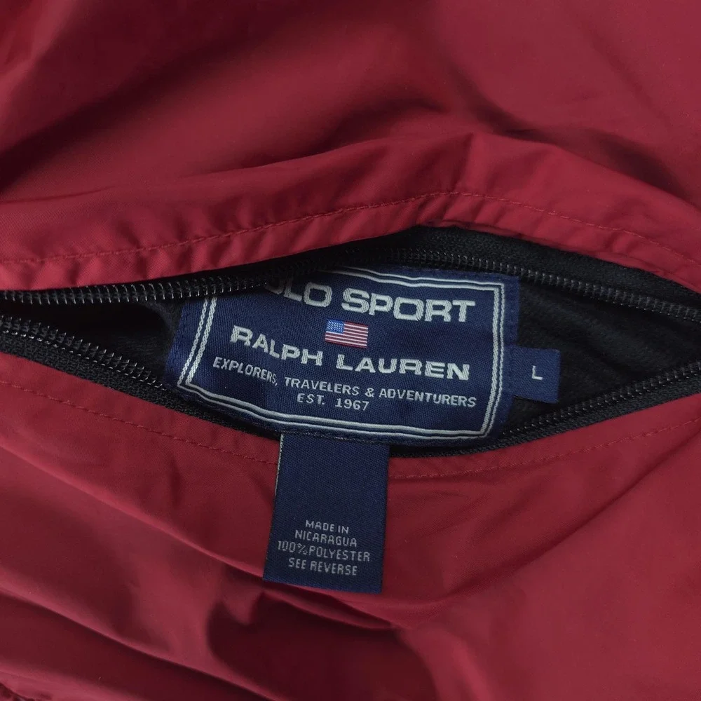 Polo Ralph Lauren Vest Mens Large Black Red Reversible Fleece Polartec Full Zip